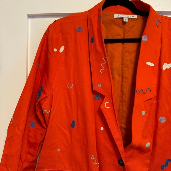 Selva negra squiggle embroidered blazer size women’s 8 - Picture 3 of 6